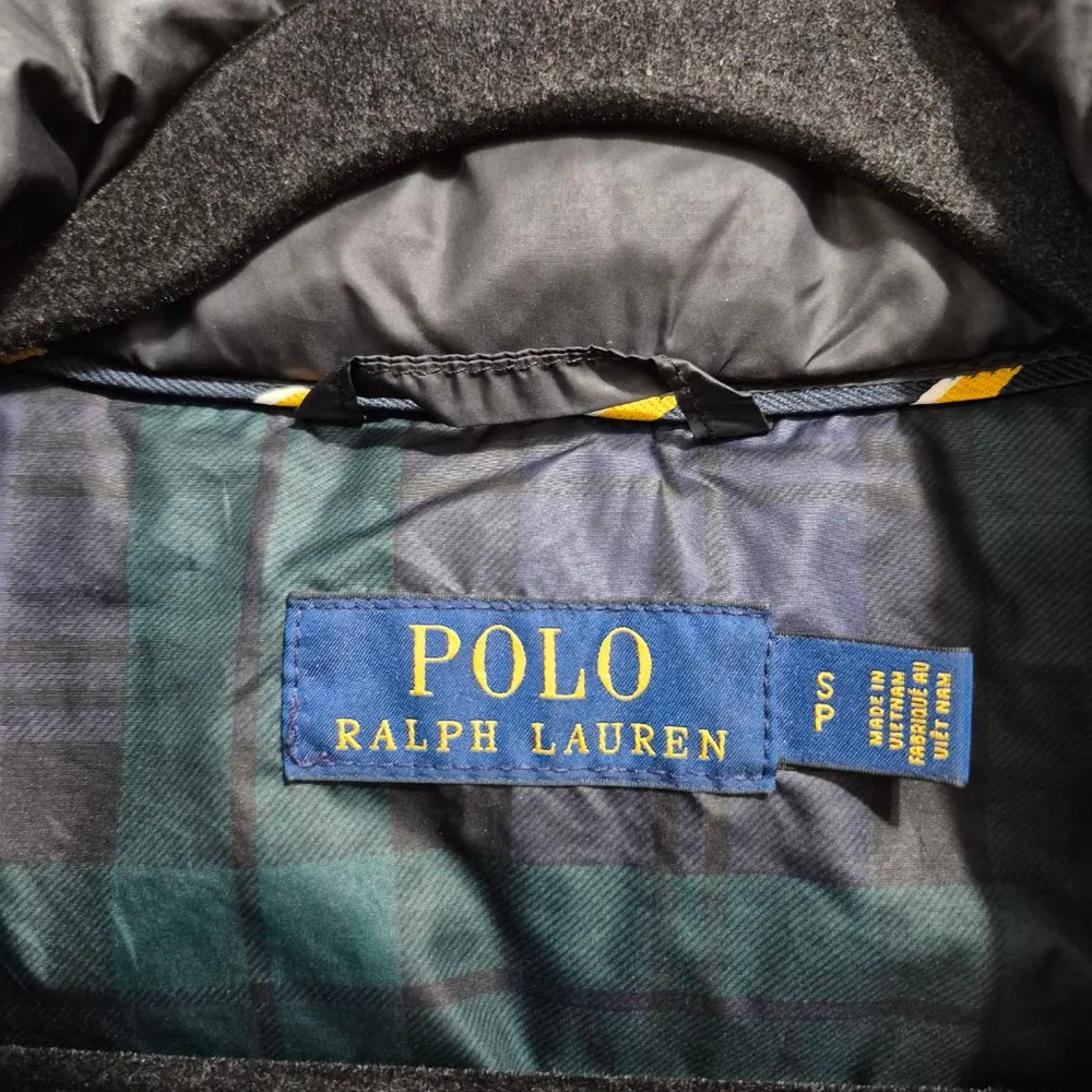 Men's Polo Ralph Lauren Black Puffer Jacket S with Yellow Accents sz sm